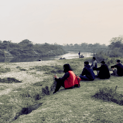Man looking out over Kathmandu